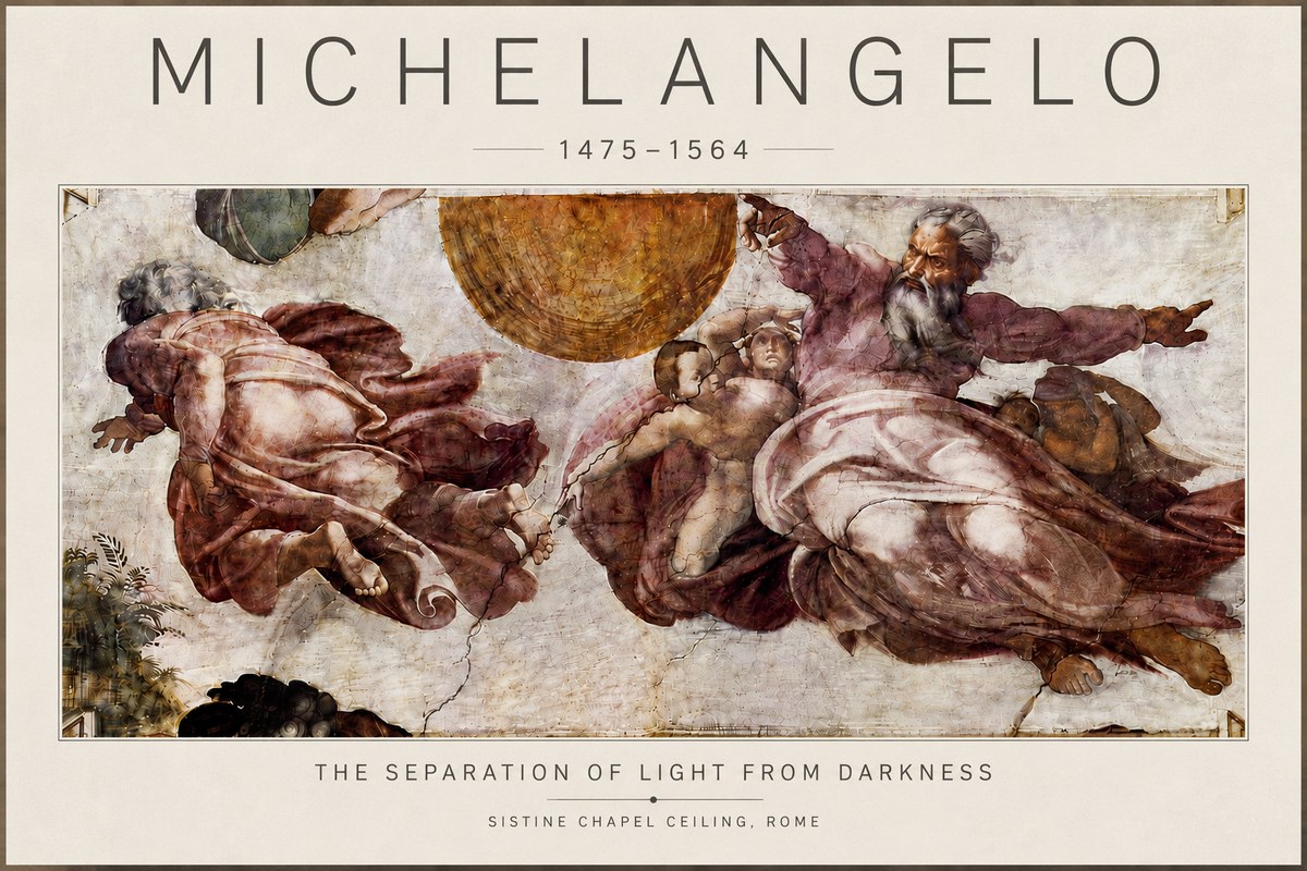 Michelangelo The Separation of Light from Darkness No6 - Plakát