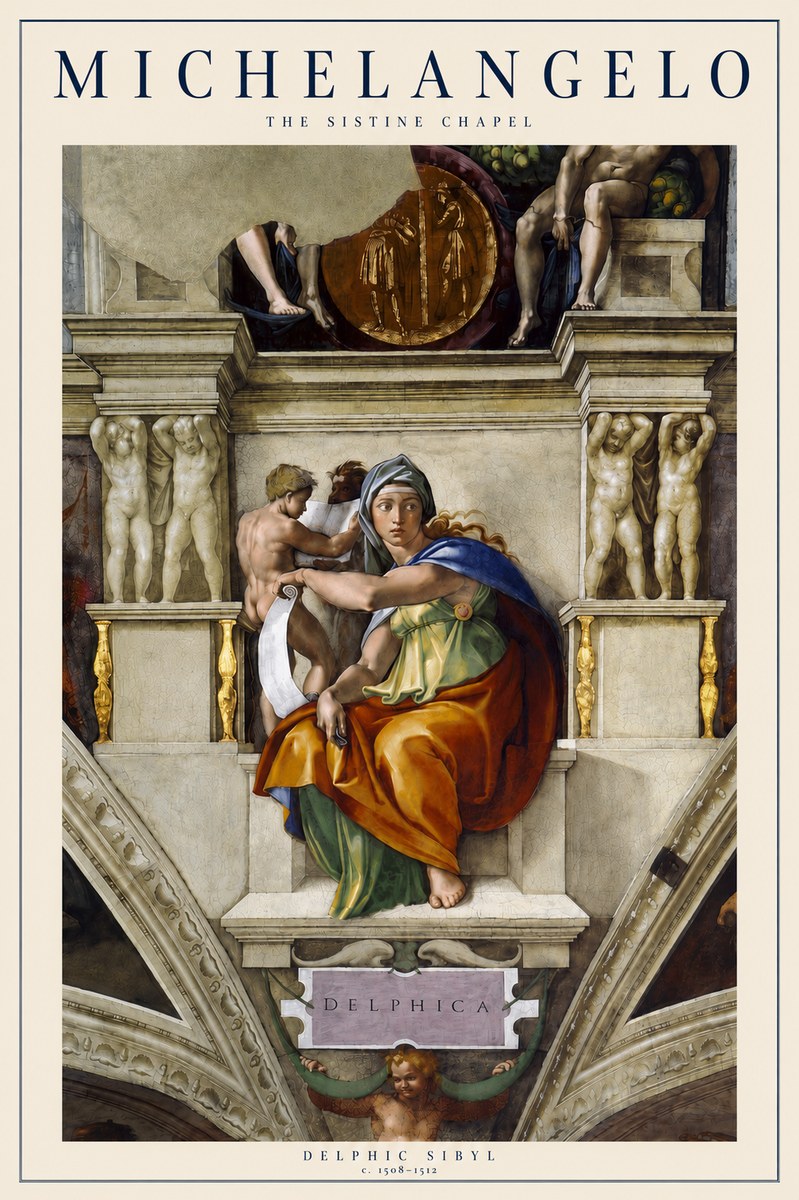Michelangelo Delphic Sibyl No3 - Plakát