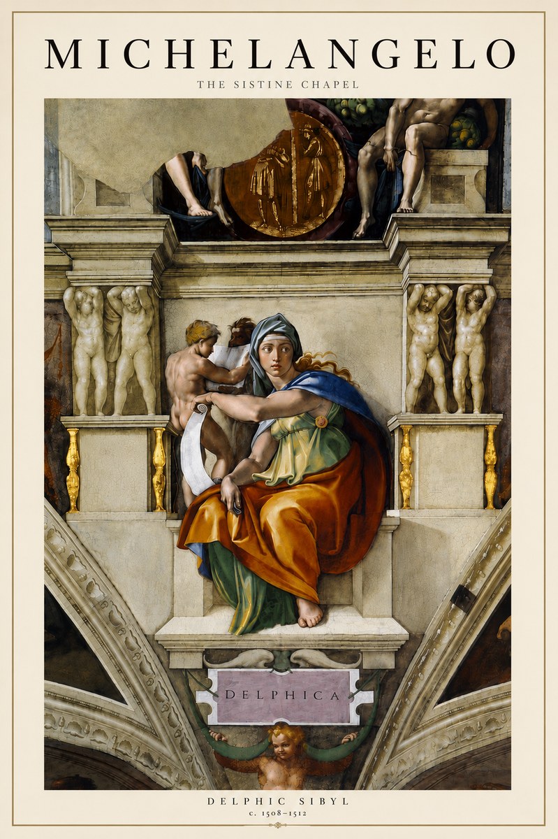 Michelangelo Delphic Sibyl No5 - Plakát