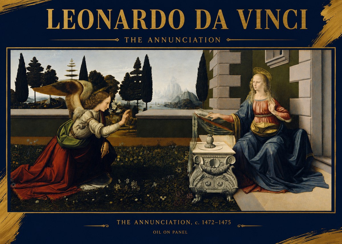 Leonardo da Vinci The Annunciation No2 - Plakát