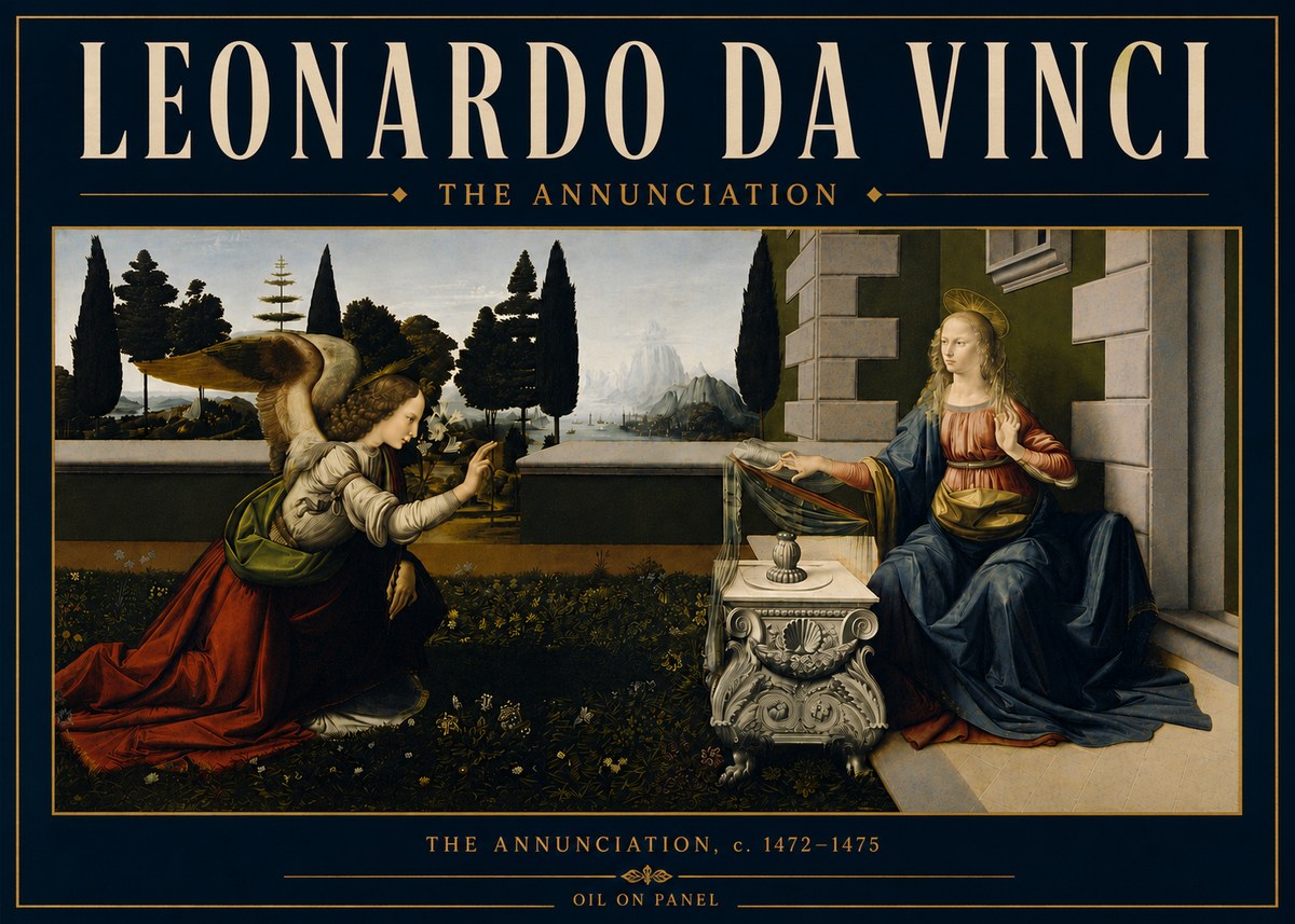 Leonardo da Vinci The Annunciation No6 - Plakát