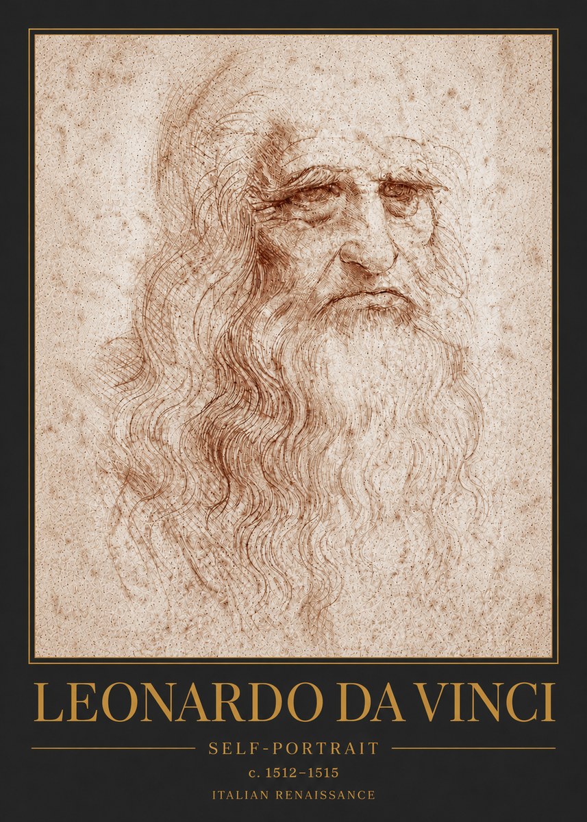 Leonardo da Vinci Self-portrait I No6 - Plakát