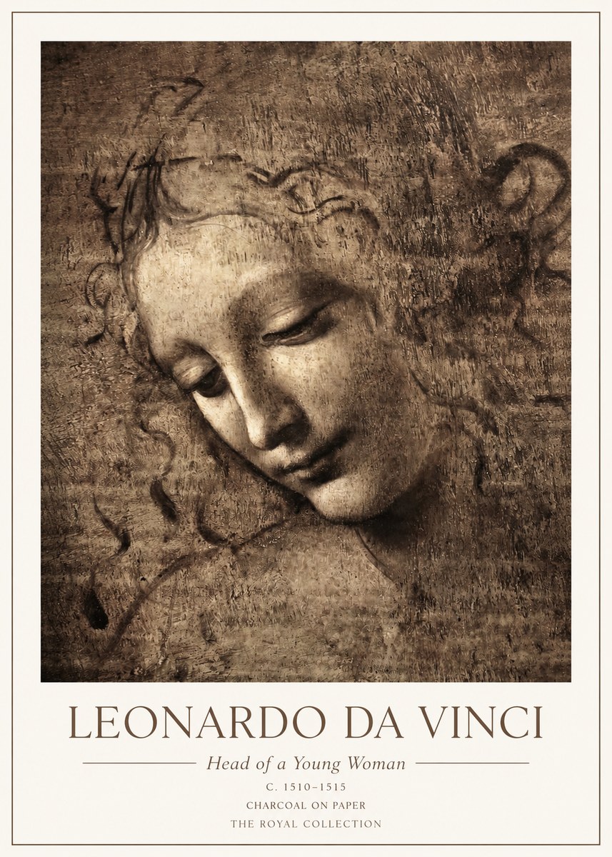Leonardo da Vinci Head of a Young Woman II No1 - Plakát