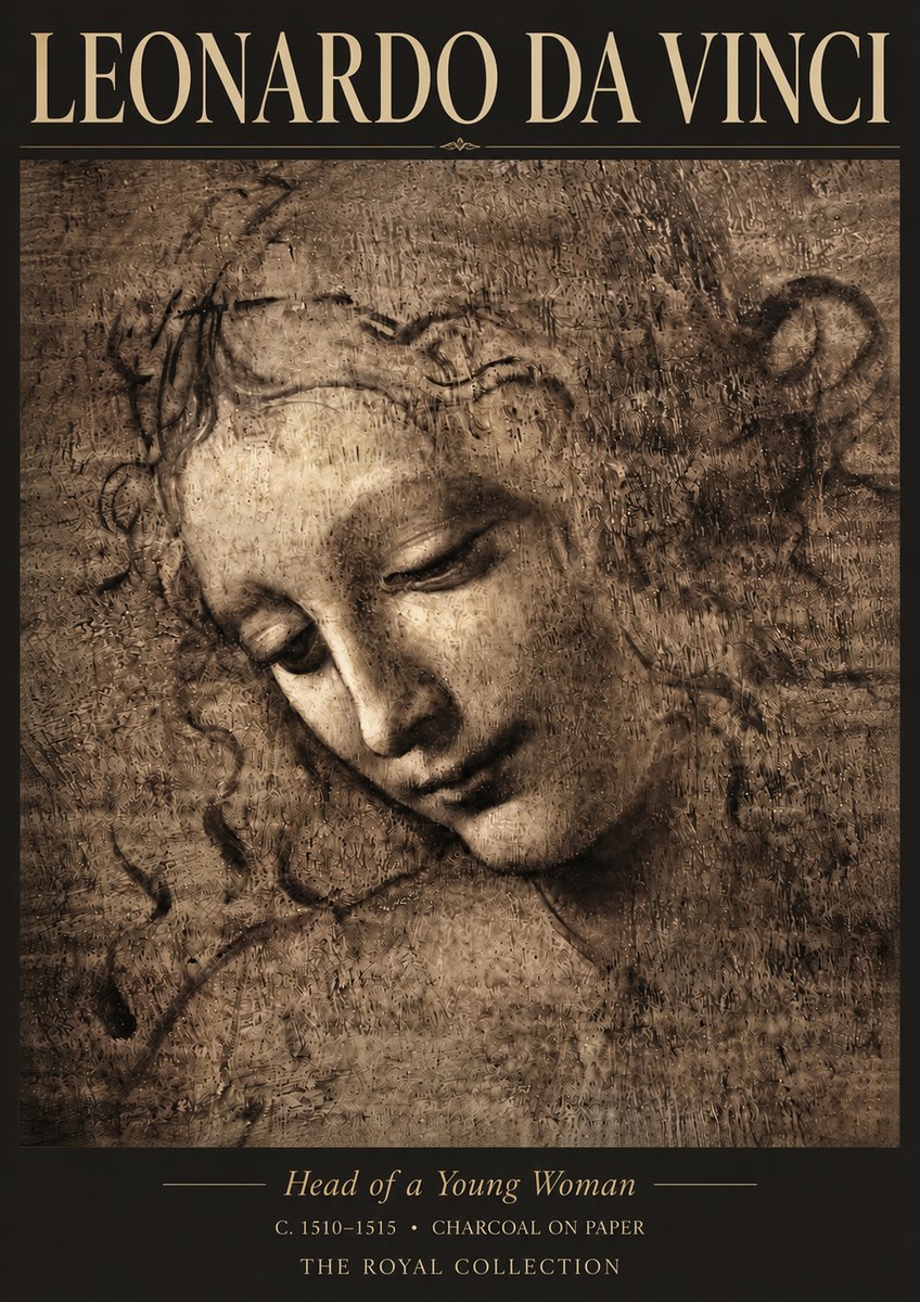 Leonardo da Vinci Head of a Young Woman II No3 - Plakát