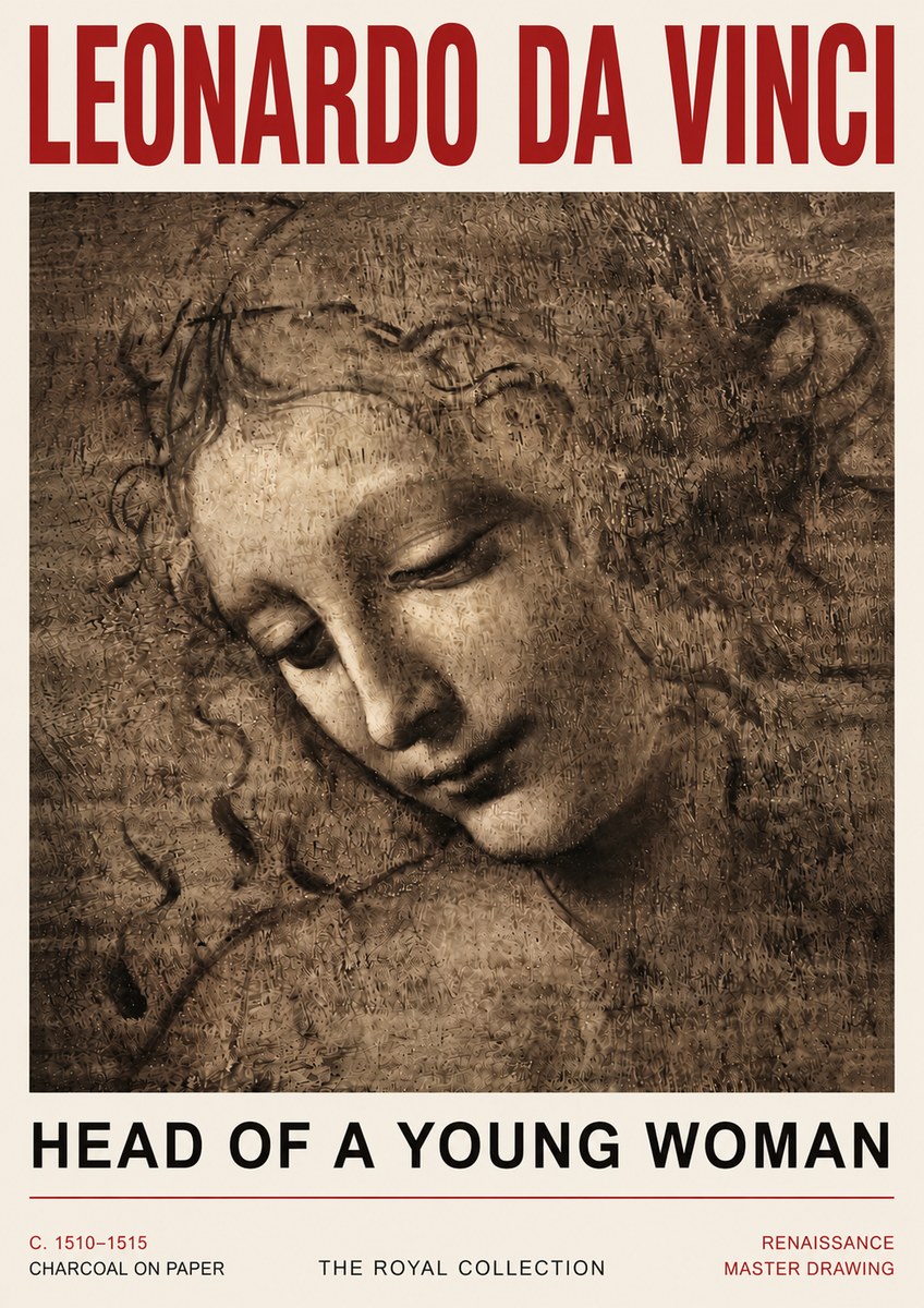 Leonardo da Vinci Head of a Young Woman II No5 - Plakát