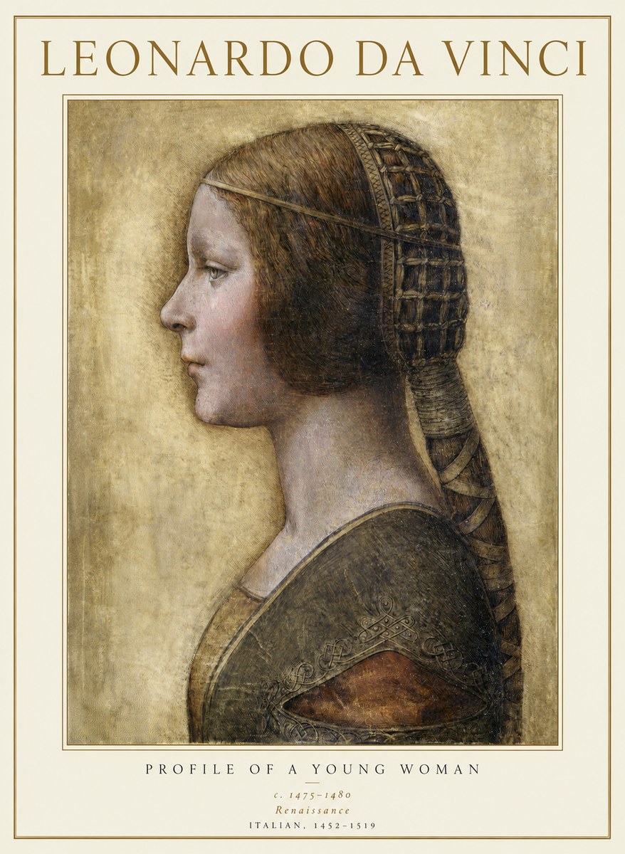 Leonardo da Vinci Portrait of a Young Woman II No5 - Plakát
