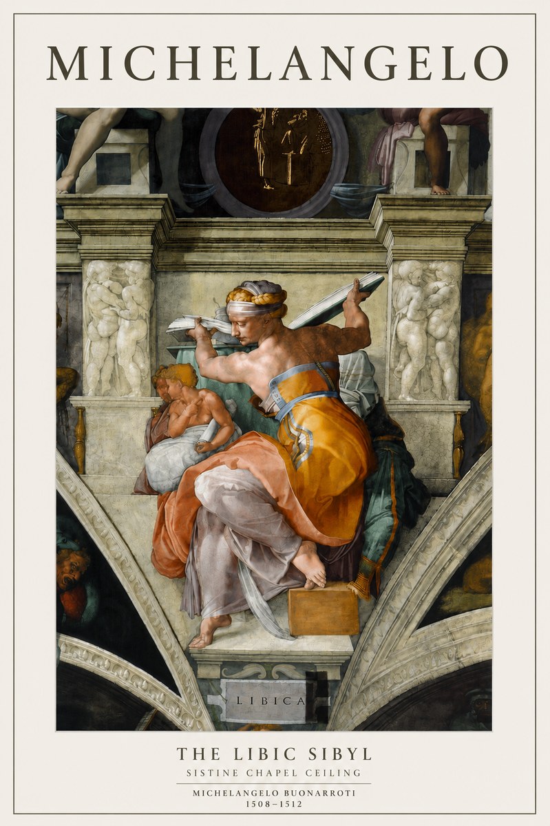 Michelangelo The Libic Sibyl No4 - Plakát