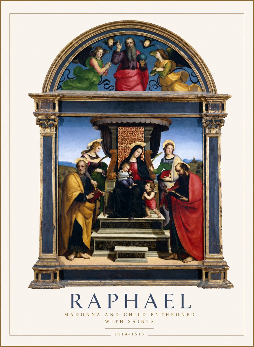 Raphael Madonna and Child Enthroned with Saints No1 - Plakát