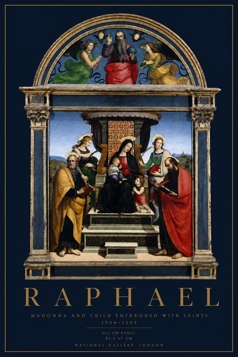 Raphael Madonna and Child Enthroned with Saints No3 - Plakát