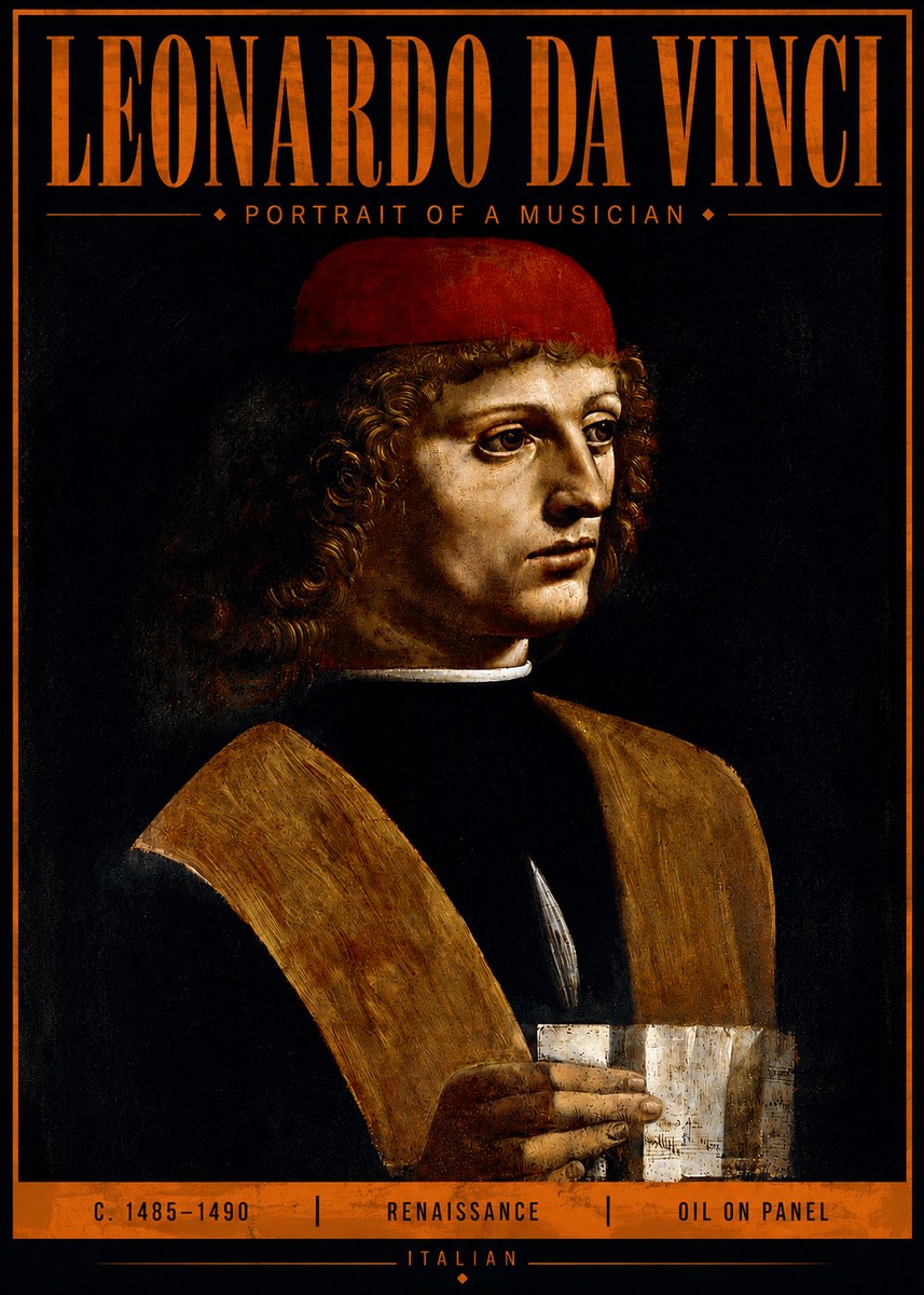 Leonardo da Vinci Portrait of a Musician No4 - Plakát