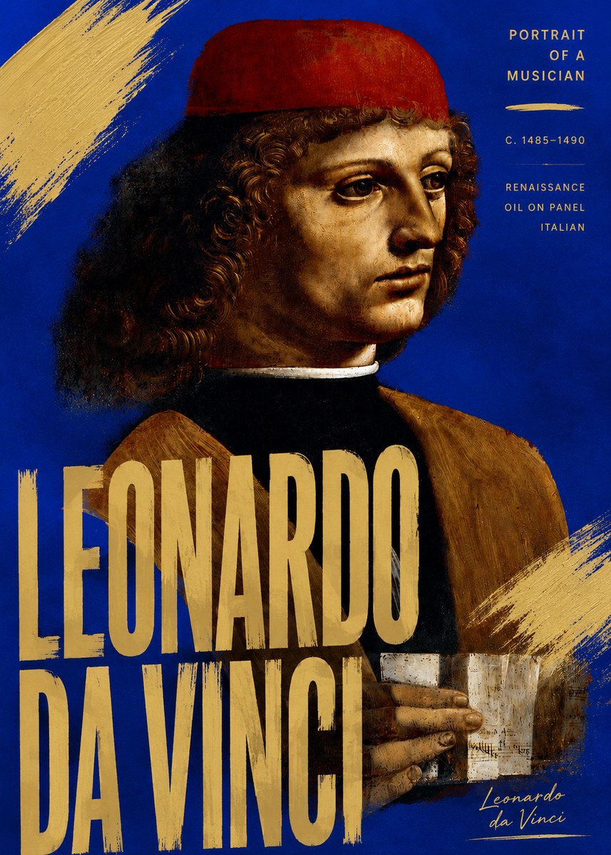 Leonardo da Vinci Portrait of a Musician No5 - Plakát