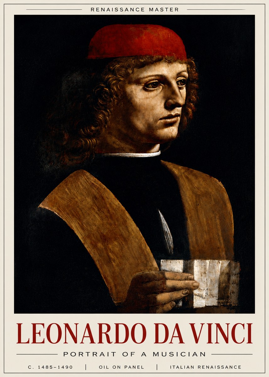 Leonardo da Vinci Portrait of a Musician No6 - Plakát