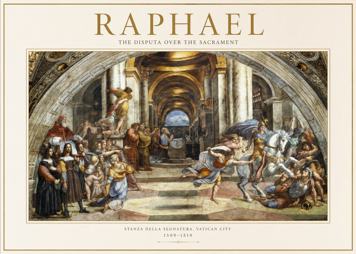 Raphael The Disputa over the Sacrament No1 - Plakát