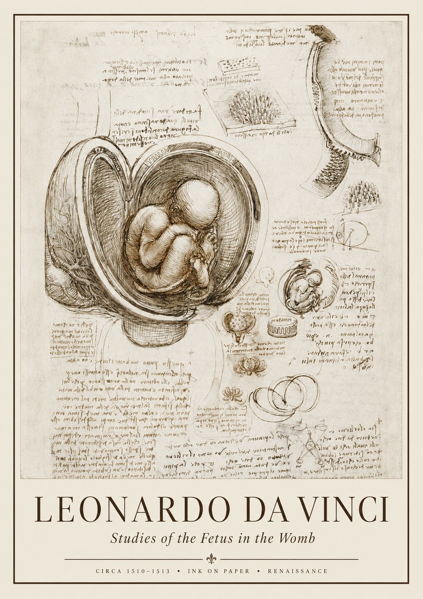 Leonardo da Vinci Studies of the Fetus in the Womb No1 - Plakát