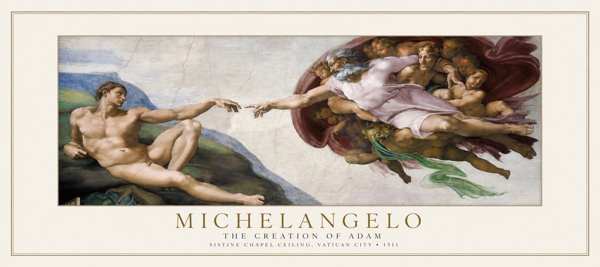Michelangelo The Creation of Adam No1 - Plakát