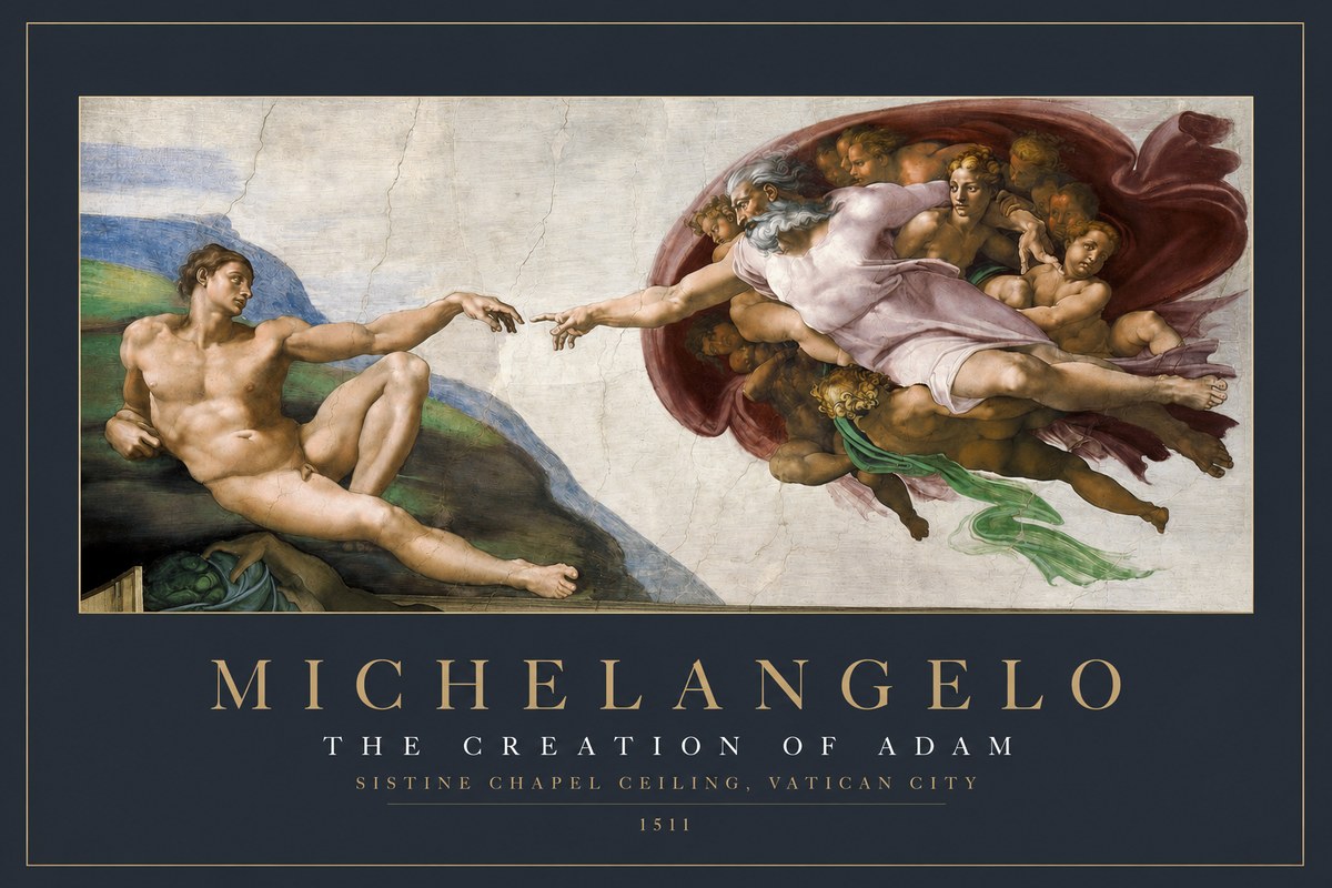 Michelangelo The Creation of Adam No2 - Plakát