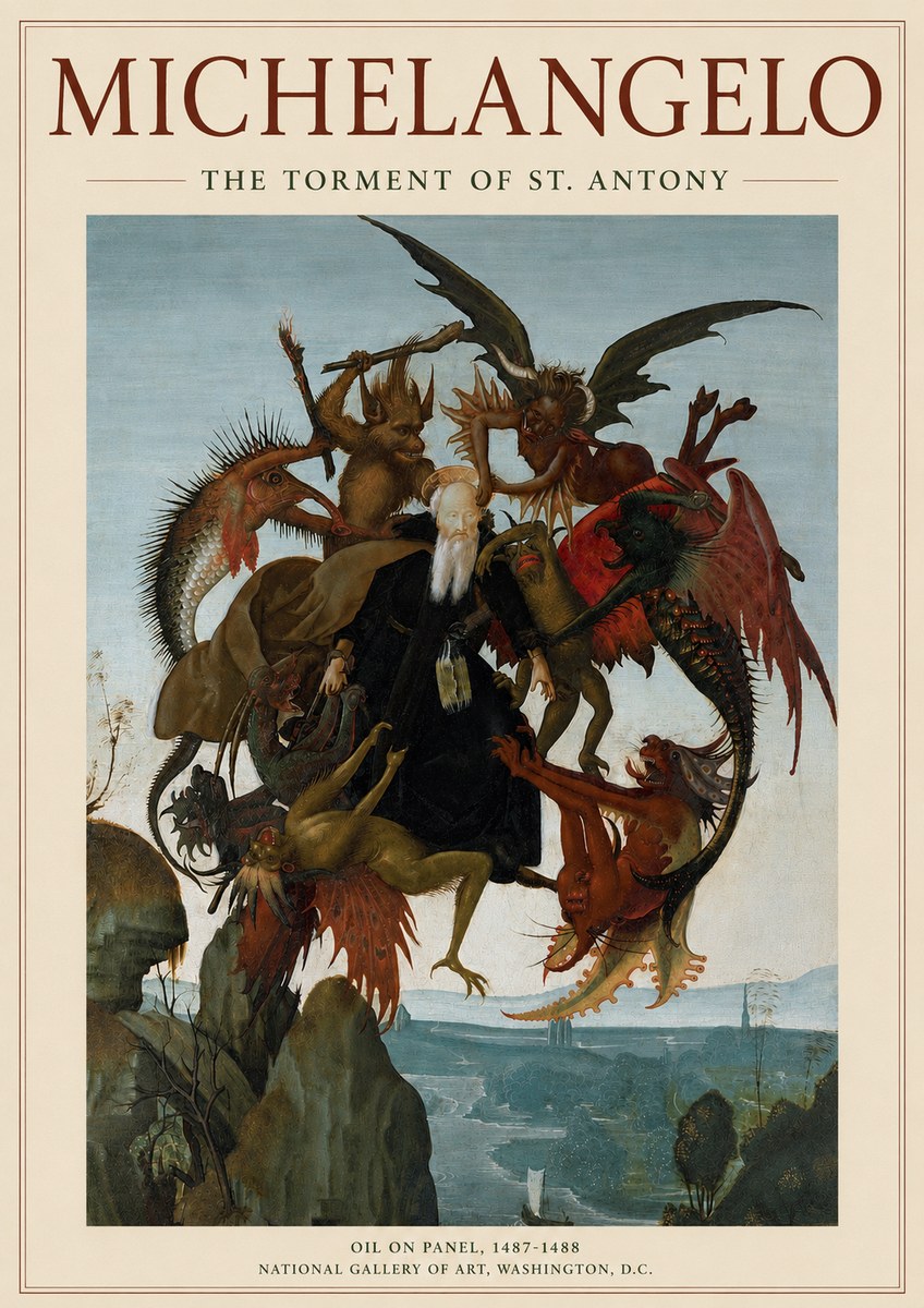 Michelangelo The Torment of St. Antony No3 - Plakát
