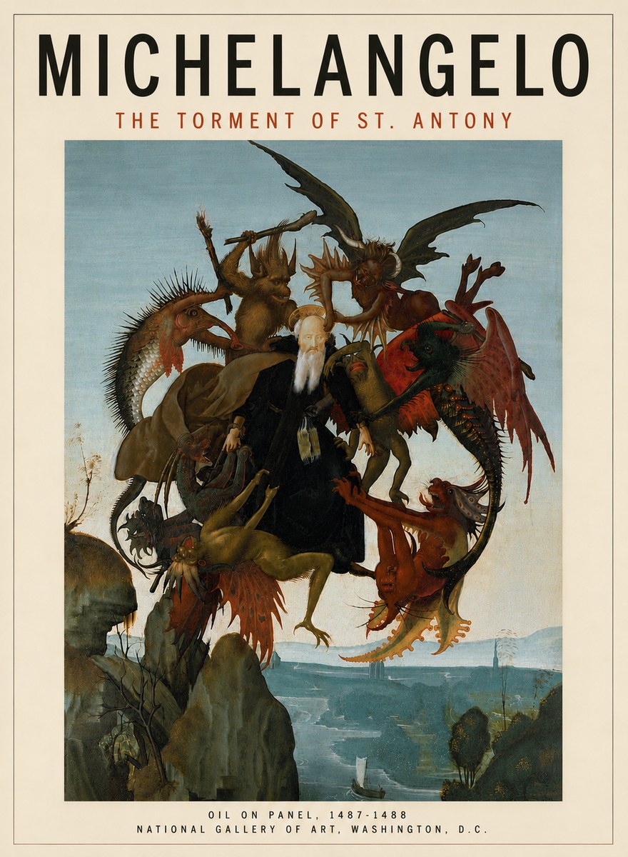 Michelangelo The Torment of St. Antony No5 - Plakát