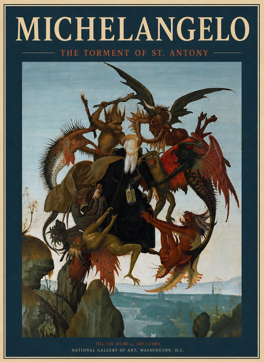 Michelangelo The Torment of St. Antony No6 - Plakát