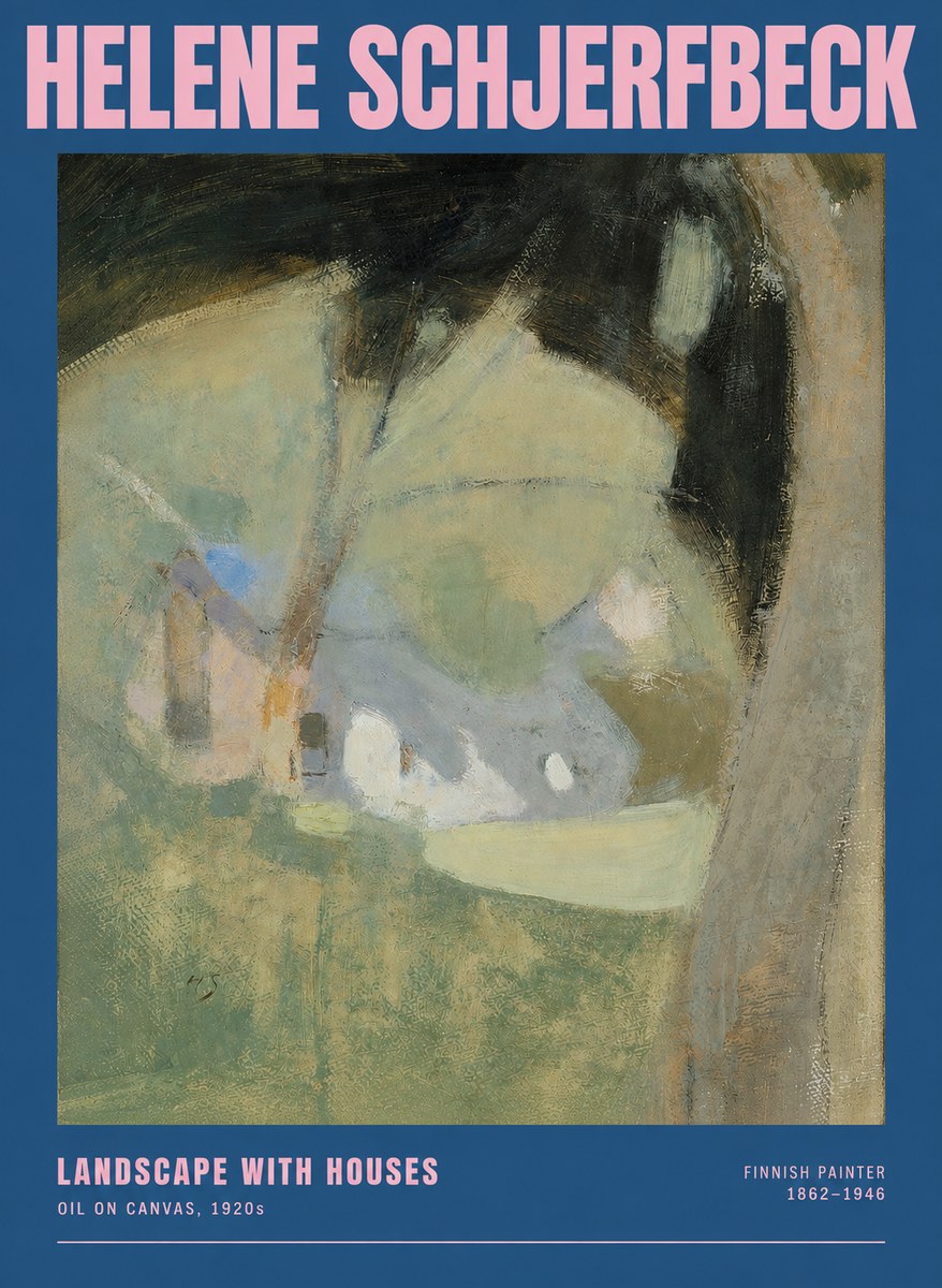 Helene Schjerfbeck Landscape with Houses No2 - Plakát