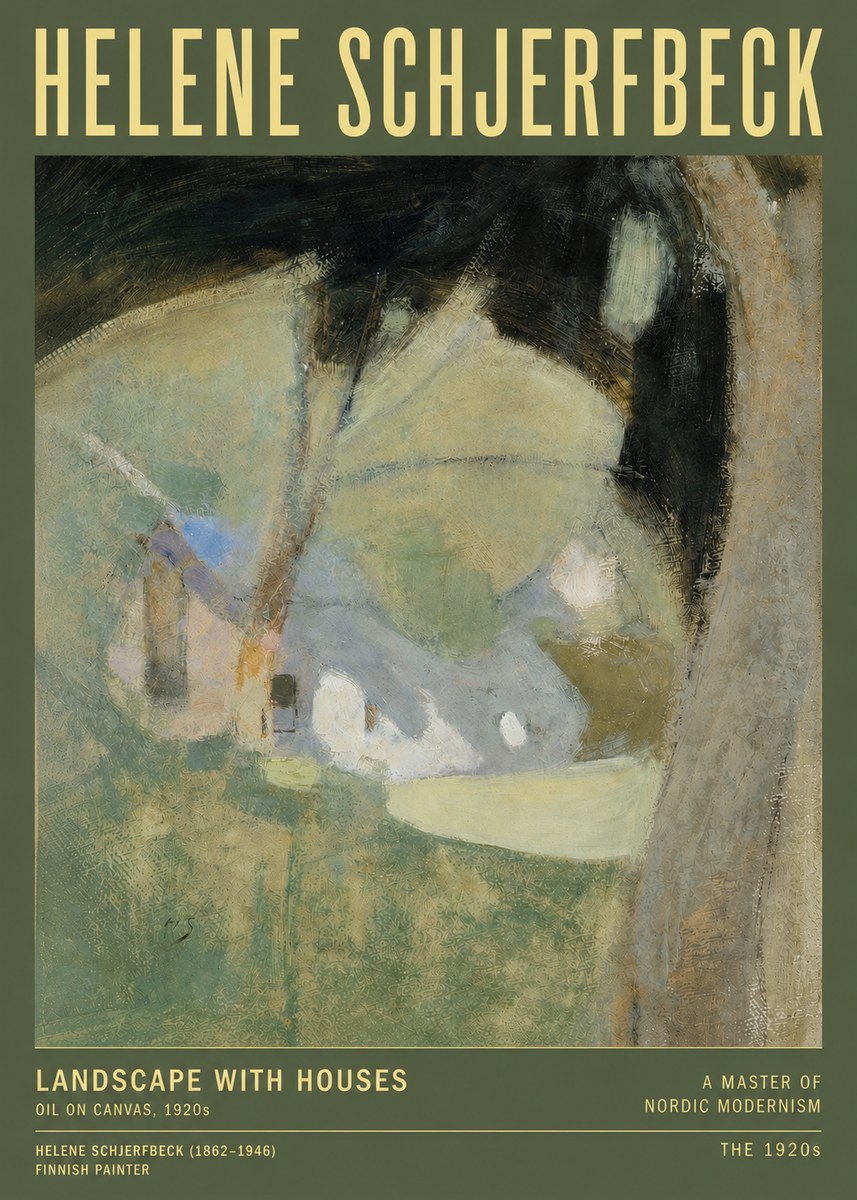 Helene Schjerfbeck Landscape with Houses No3 - Plakát