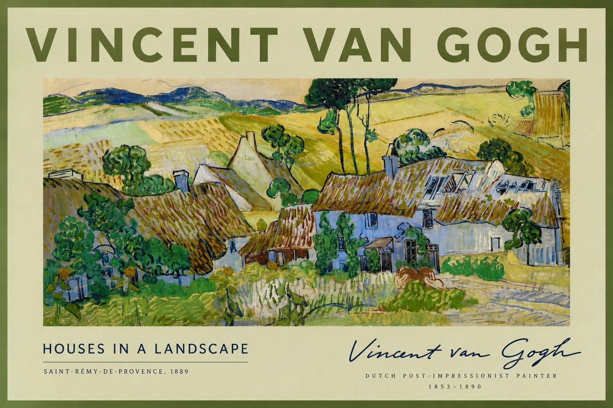 Van Gogh Houses in a Landscape No2 - Plakát