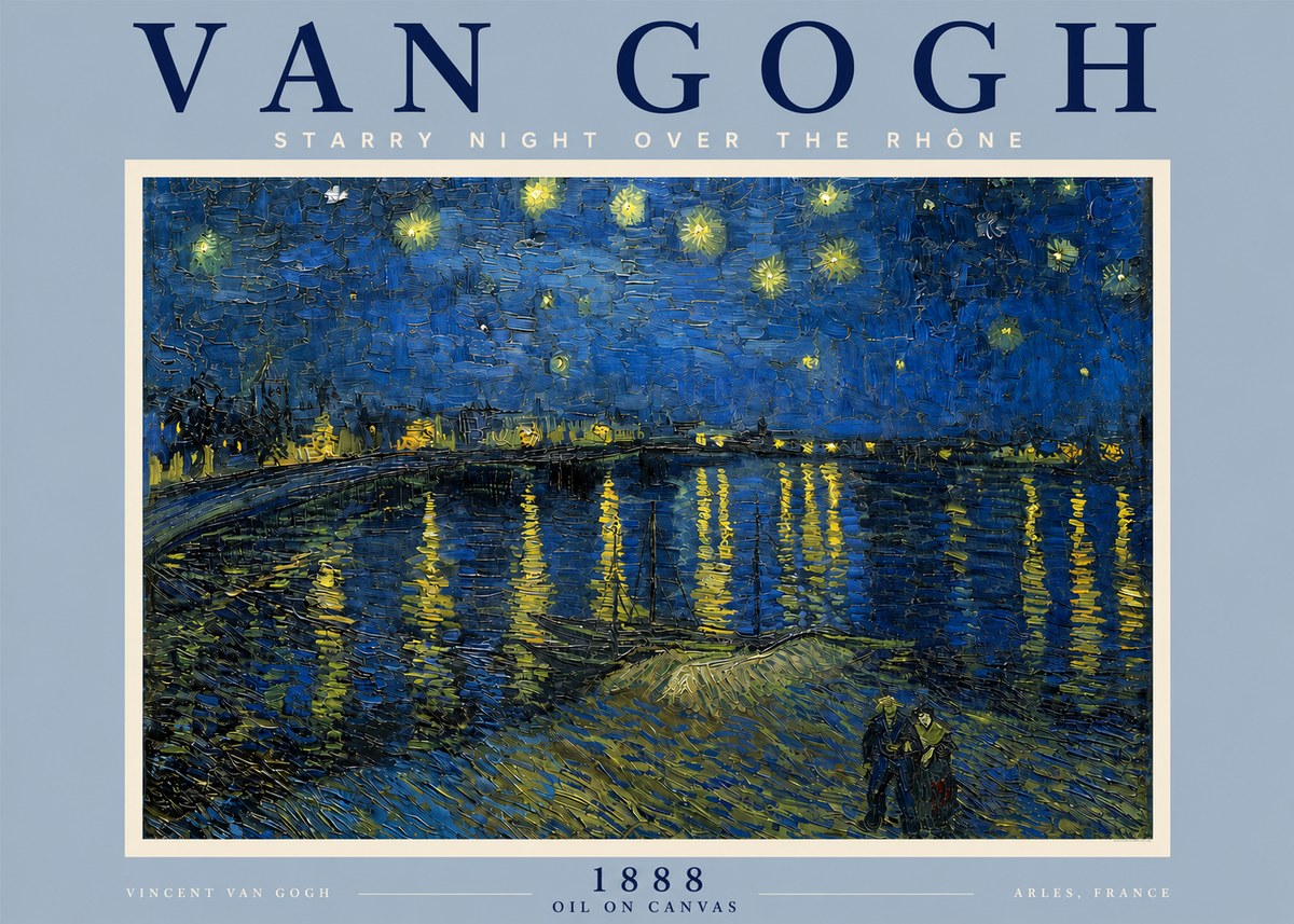 Van Gogh Starry Night over the Rhône No5 - Plakát