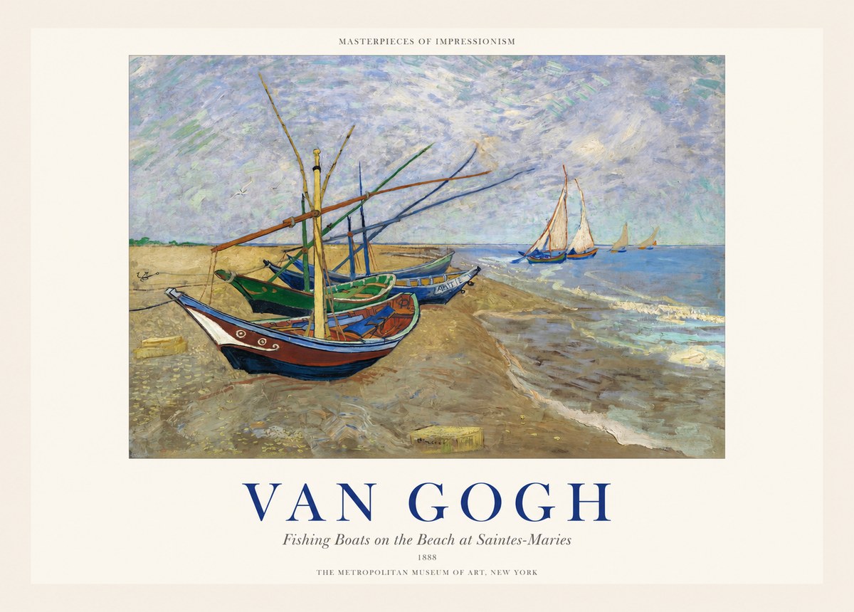 Van Gogh Fishing Boats on the Beach at Saintes-maries No1 - Plakát