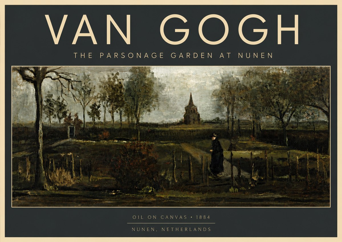 Van Gogh The Parsonage Garden at Nunen No5 - Plakát