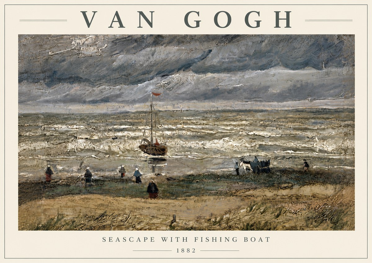 Van Gogh Seascape with Fishing Boat No6 - Plakát