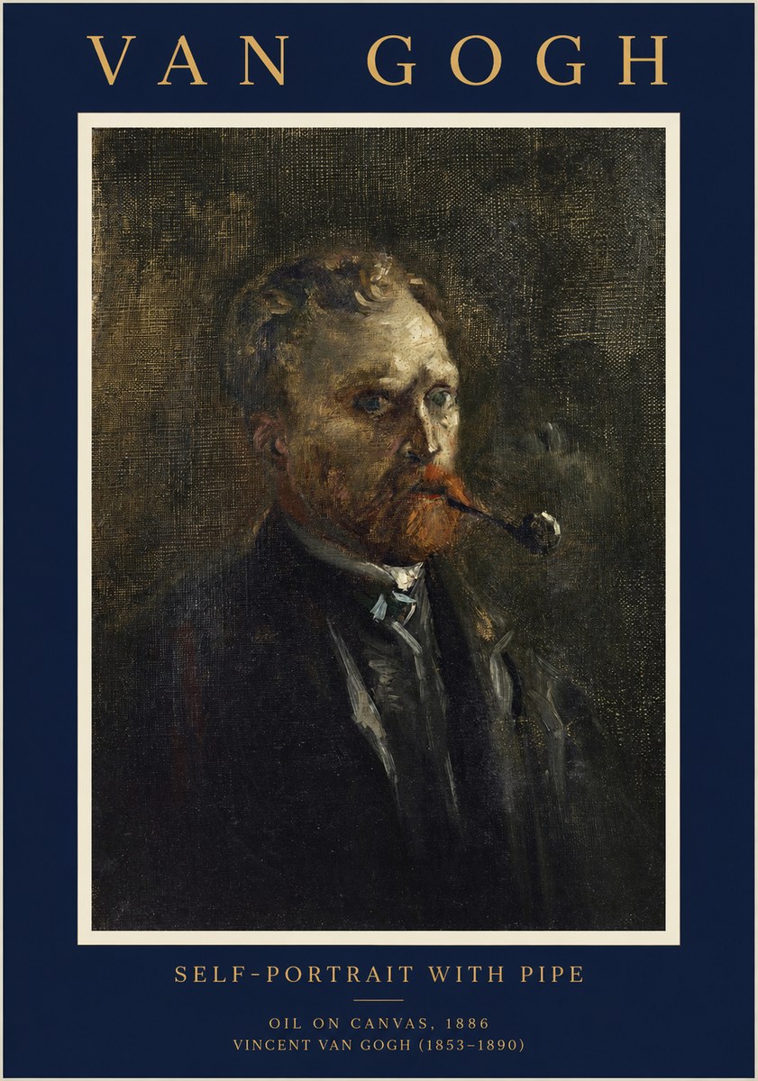 Van Gogh Self-portrait with Pipe No1 - Plakát
