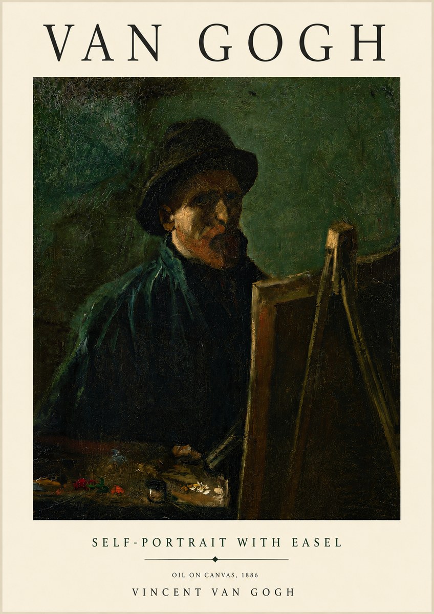 Van Gogh Self-portrait with Easel II No3 - Plakát