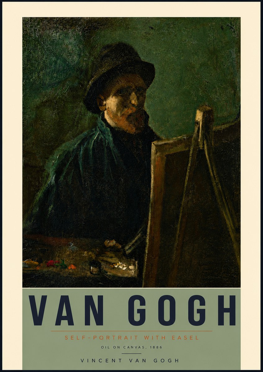 Van Gogh Self-portrait with Easel II No4 - Plakát