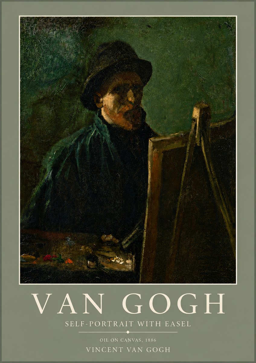 Van Gogh Self-portrait with Easel II No5 - Plakát