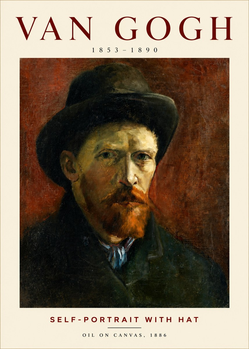 Van Gogh Self-portrait with Hat No2 - Plakát