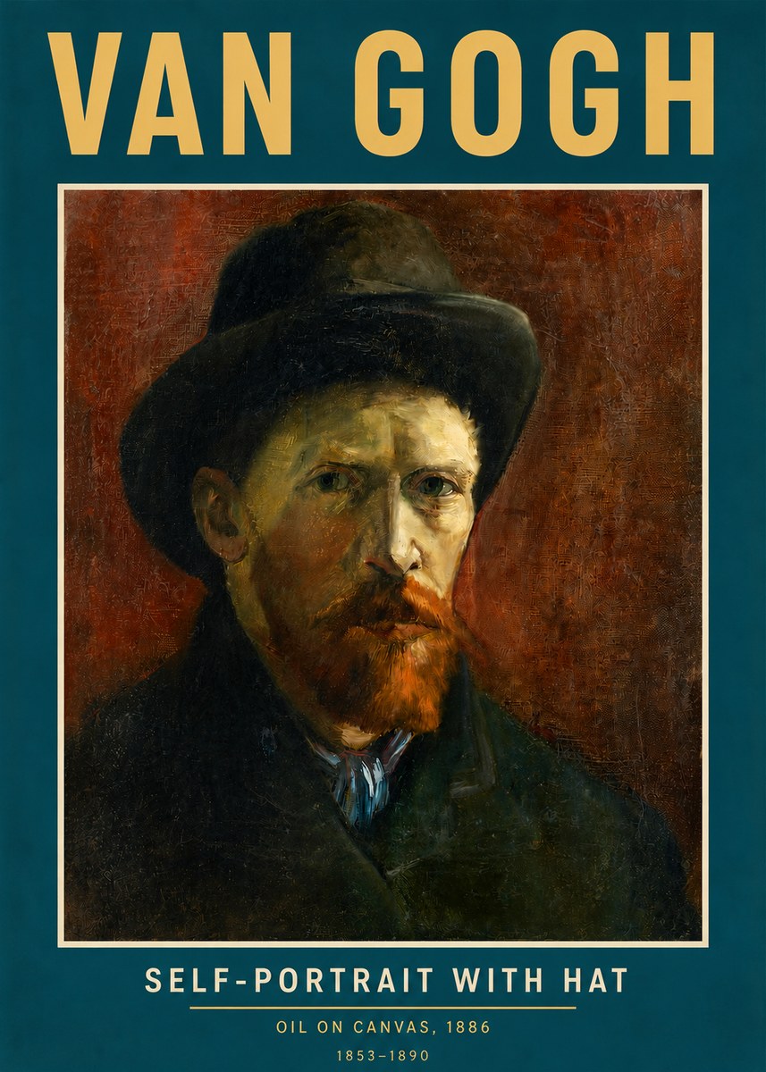 Van Gogh Self-portrait with Hat No3 - Plakát