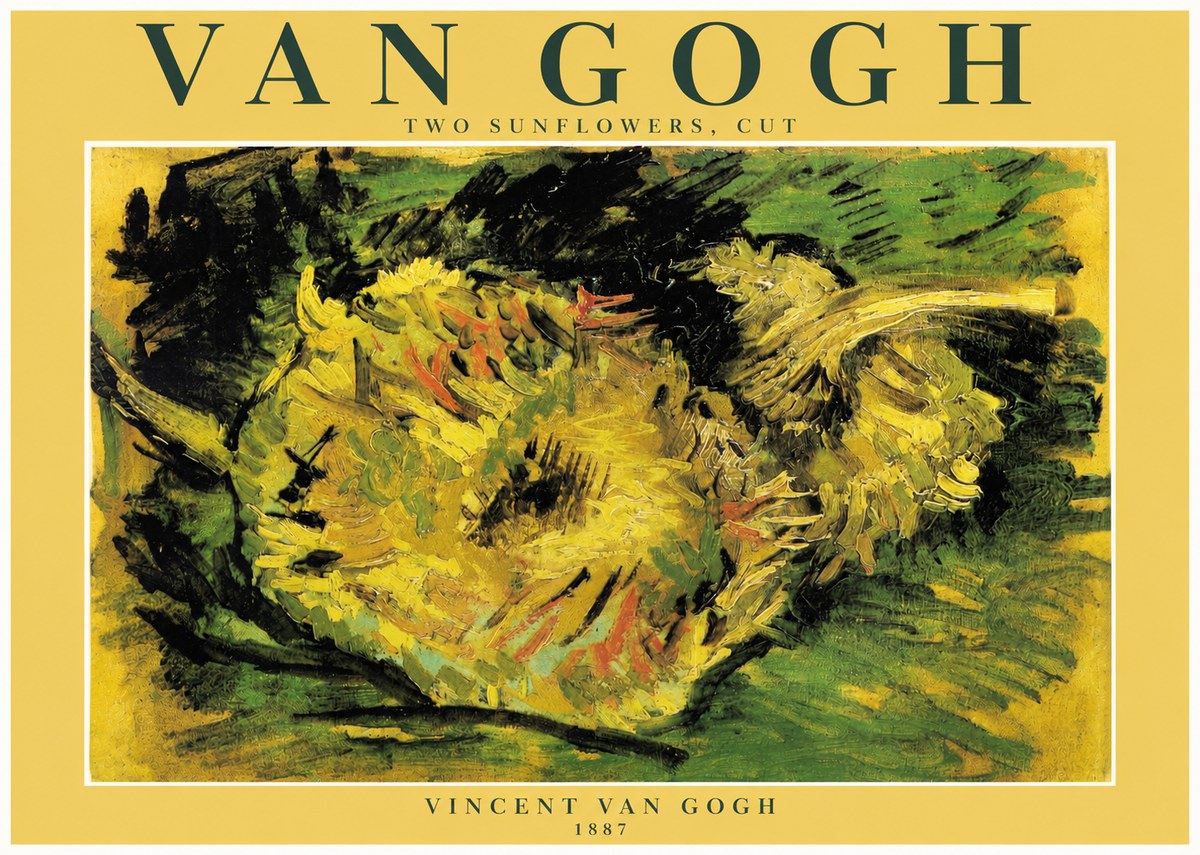 Van Gogh Two Sunflowers, Cut No3 - Plakát