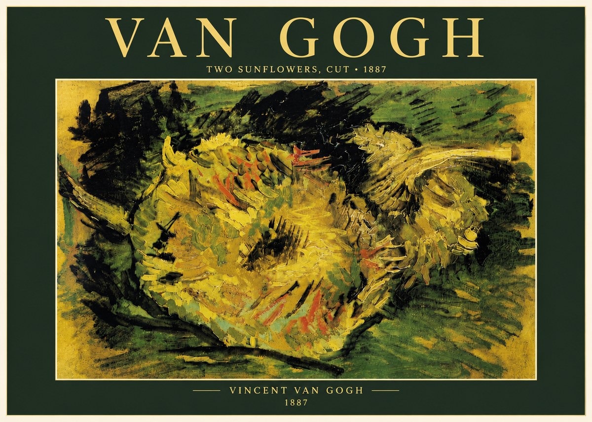 Van Gogh Two Sunflowers, Cut No6 - Plakát