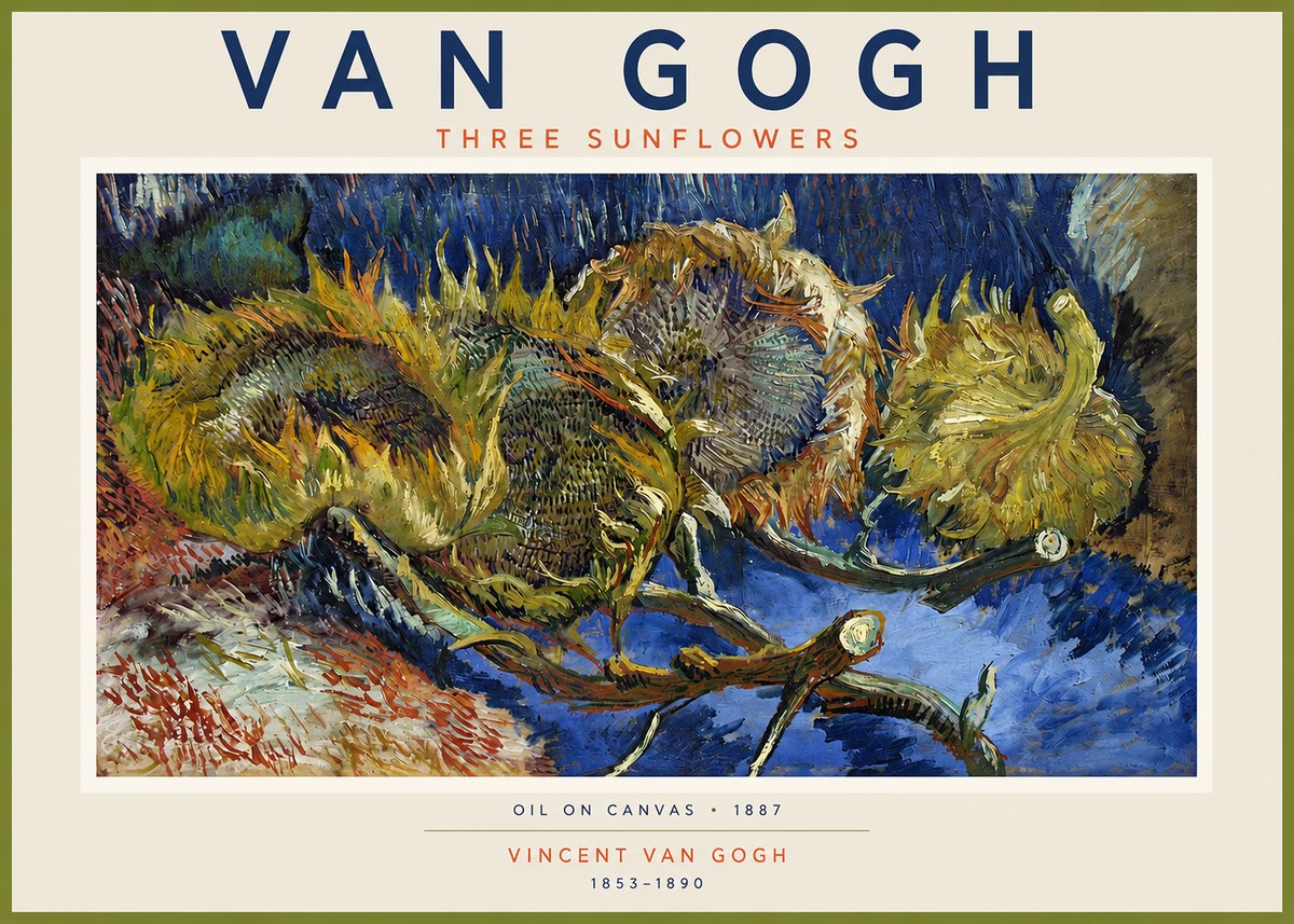 Van Gogh Three Sunflowers No2 - Plakát