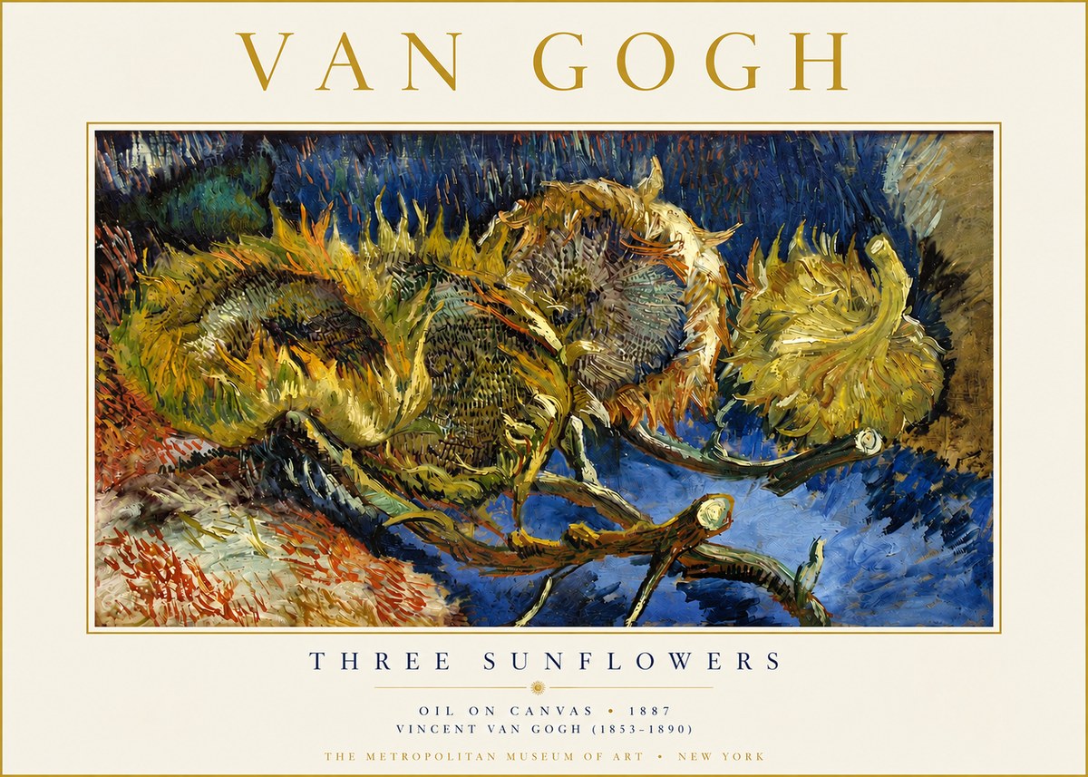Van Gogh Three Sunflowers No3 - Plakát