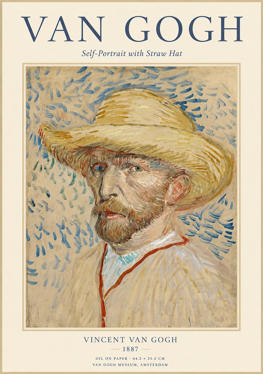 Van Gogh Self-portrait with Straw Hat II No1 - Plakát