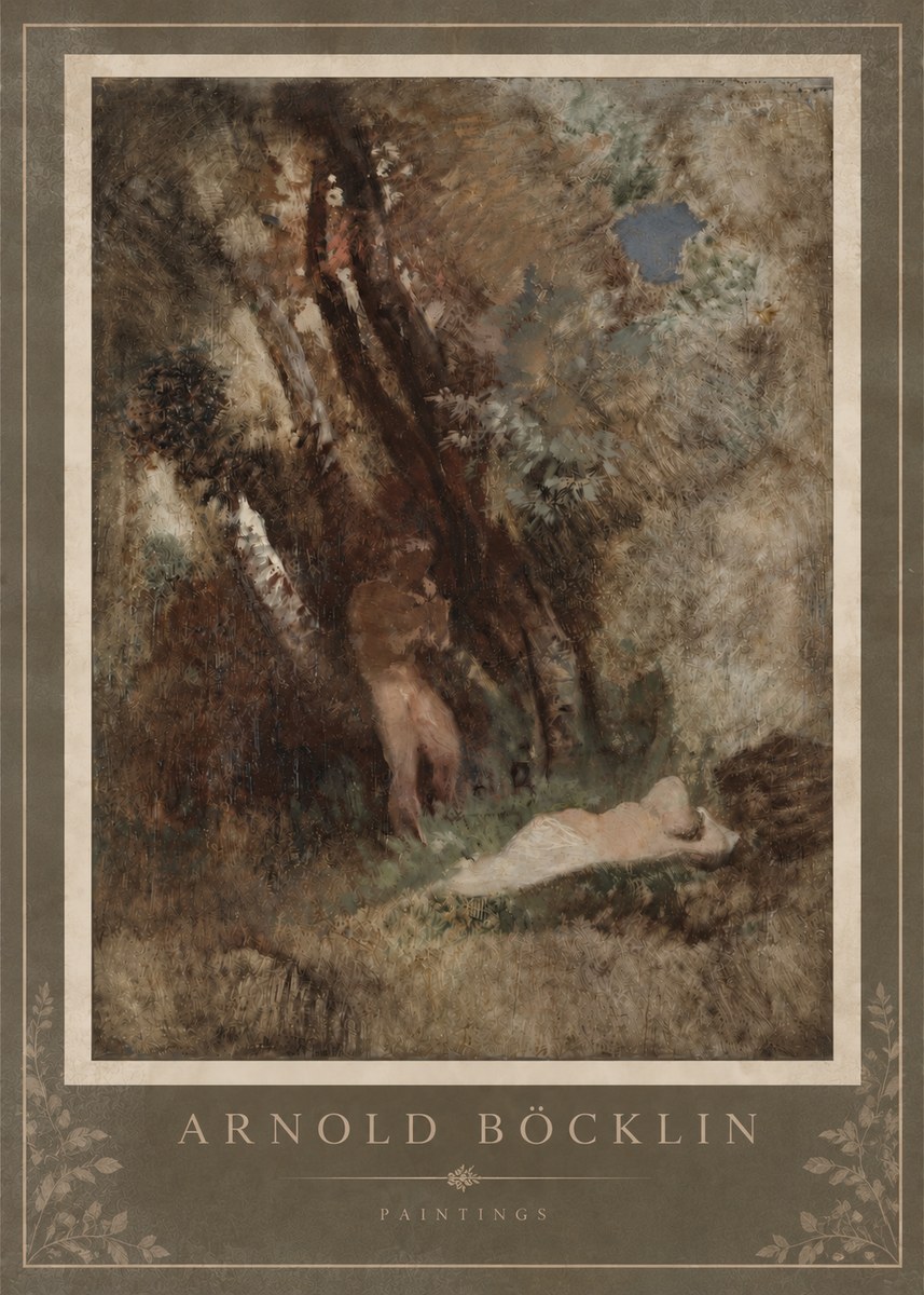 Arnold Böcklin Pan Frightening a Nymph No4 - Plakát