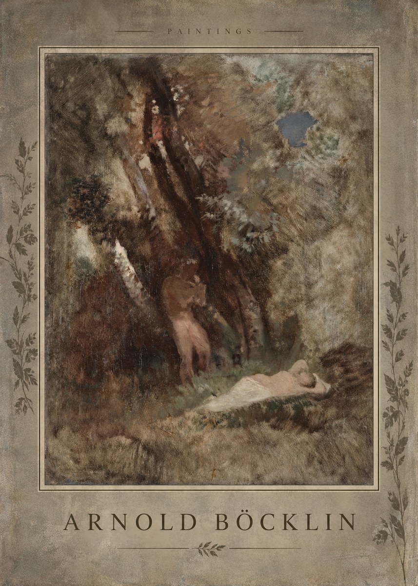 Arnold Böcklin Pan Frightening a Nymph No5 - Plakát