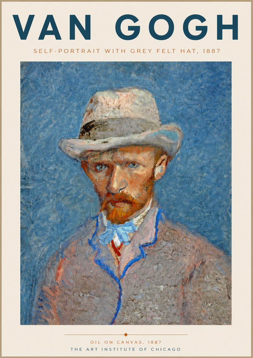 Van Gogh Self-portrait with Grey Felt Hat II No6 - Plakát