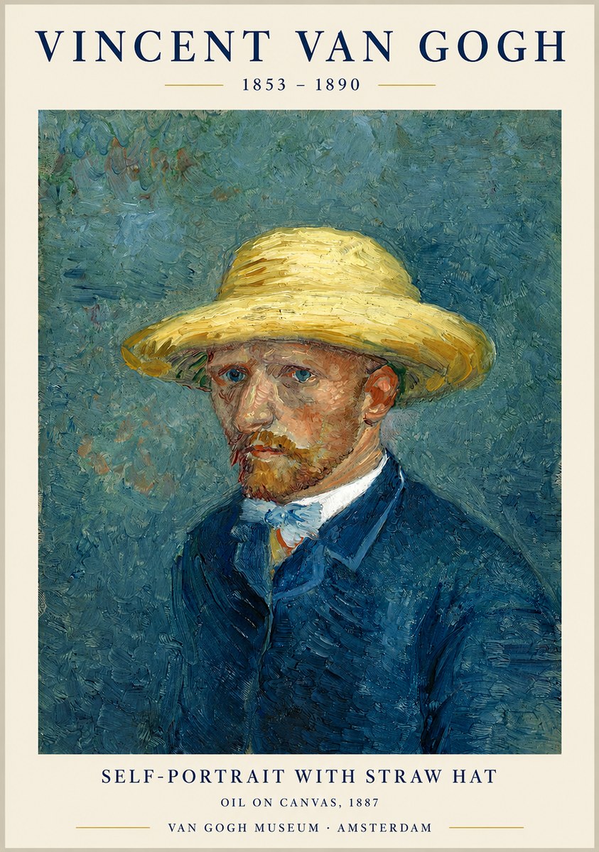 Van Gogh Self-portrait with Straw Hat III No1 - Plakát