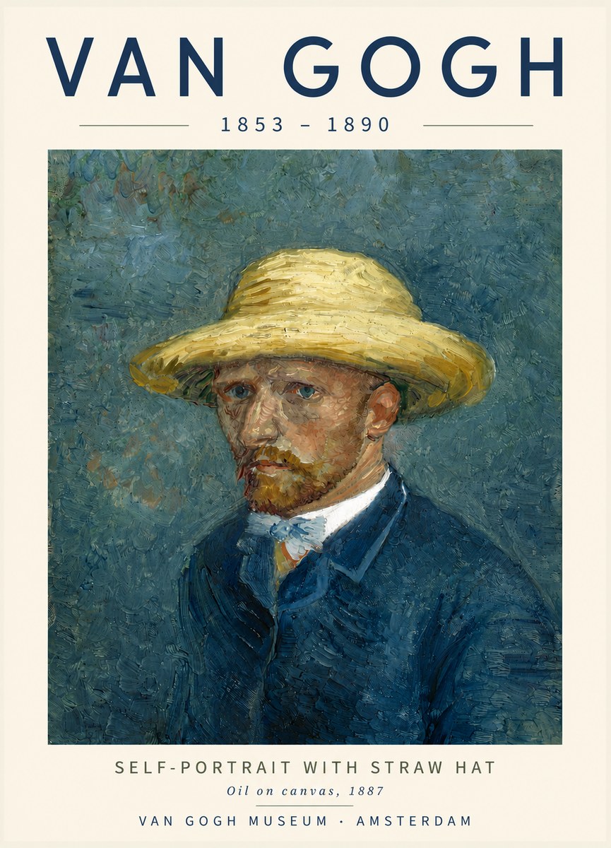 Van Gogh Self-portrait with Straw Hat III No4 - Plakát