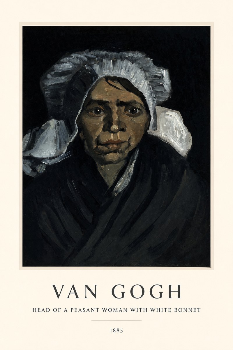 Van Gogh Head of a Peasant Woman with White Bonnet No1 - Plakát