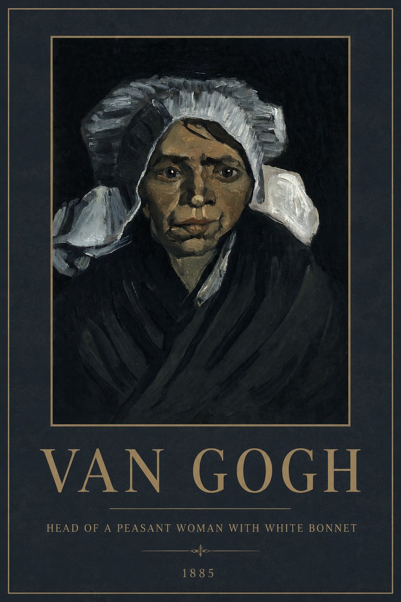 Van Gogh Head of a Peasant Woman with White Bonnet No2 - Plakát