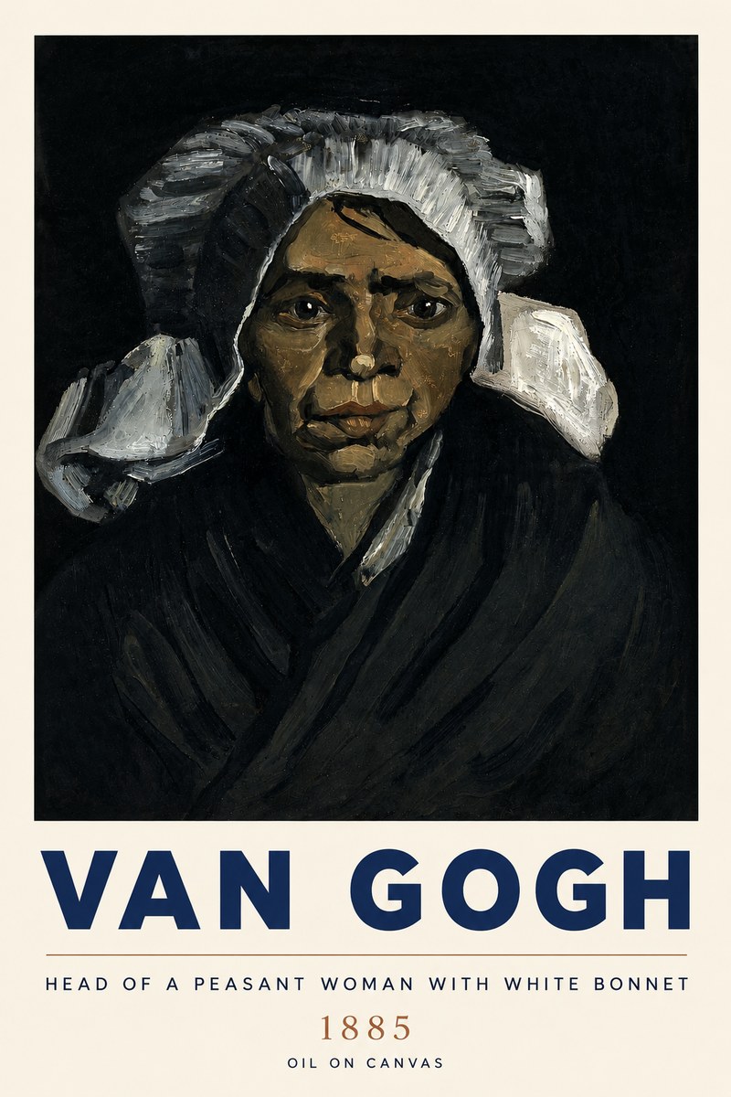 Van Gogh Head of a Peasant Woman with White Bonnet No3 - Plakát