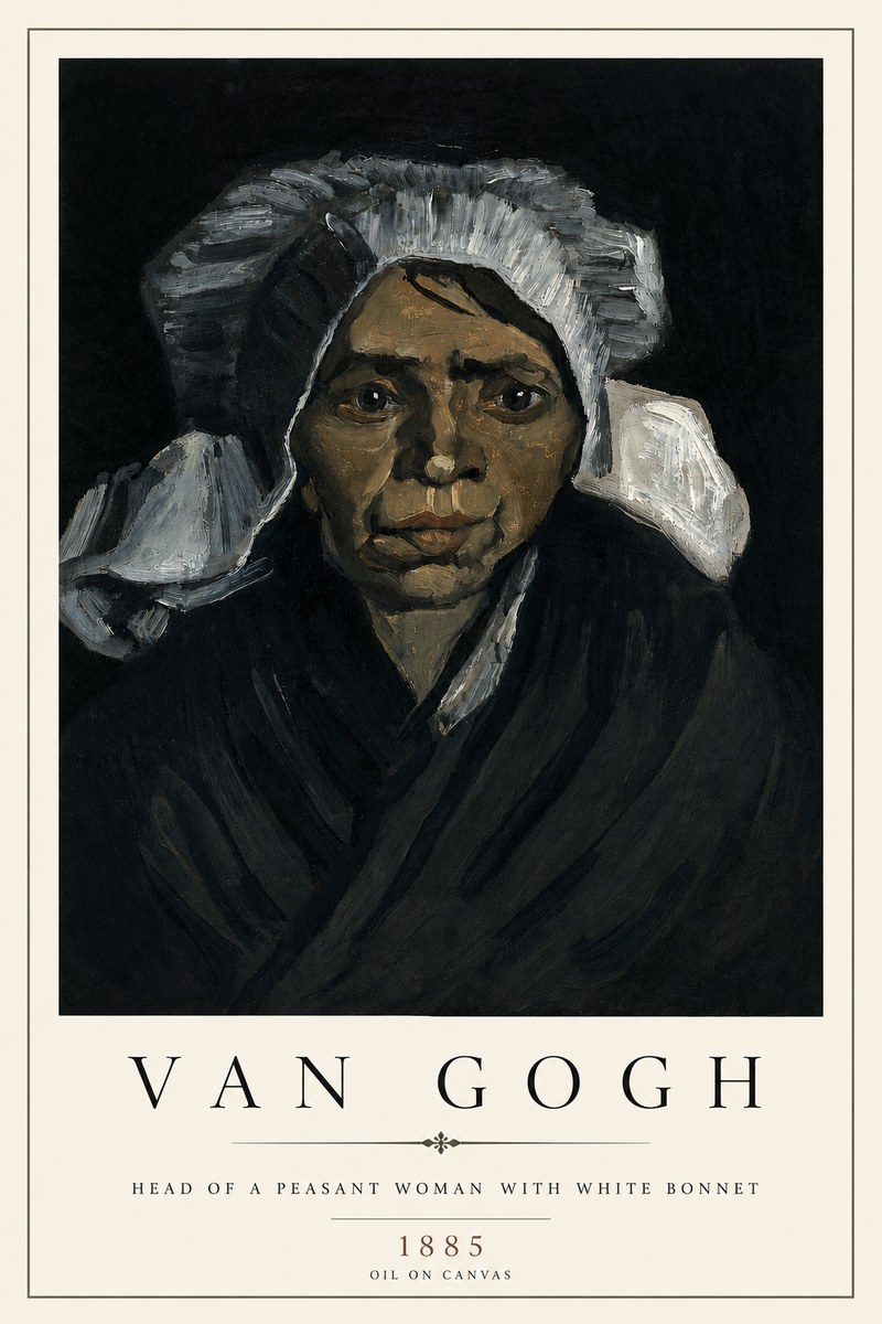 Van Gogh Head of a Peasant Woman with White Bonnet No4 - Plakát